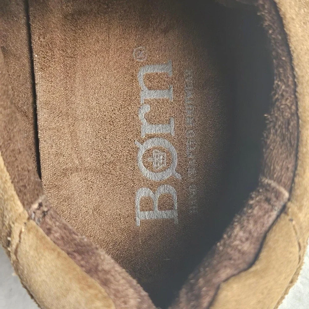 Born Nigel 3 eye saddle tan suede leather lace-up Oxford shoes, 8M